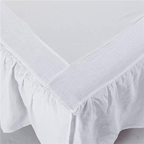 meadow park Washed French Linen Bed Skirt, Dust Ruffle, Queen Size 60" W x 80" L - Image 4