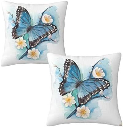 bassyil Butterfly Throw Pillow Covers Decorative Linen Pillow Cases Set of 2 - Image 7