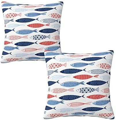 bassyil Fish Throw Pillow Covers Decorative Linen Pillow Cases Set of 2 Square - Image 8