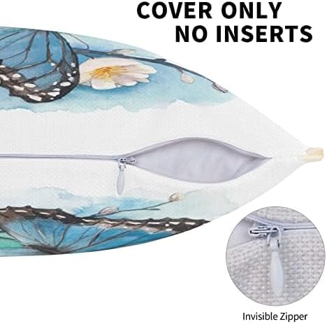 bassyil Butterfly Throw Pillow Covers Decorative Linen Pillow Cases Set of 2 - Image 4