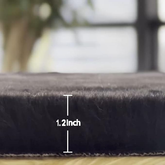 Black Shag Faux Rabbit Fluffy Fur Rugs - Image 2