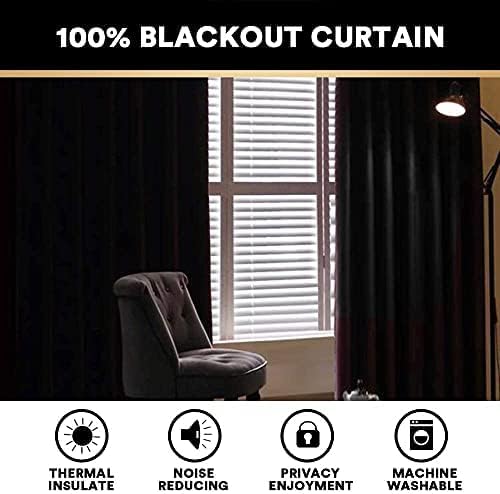 PrinceDeco 100% Blackout Curtains Navy Blue Curtains 63 Inch Length Linen - Image 2