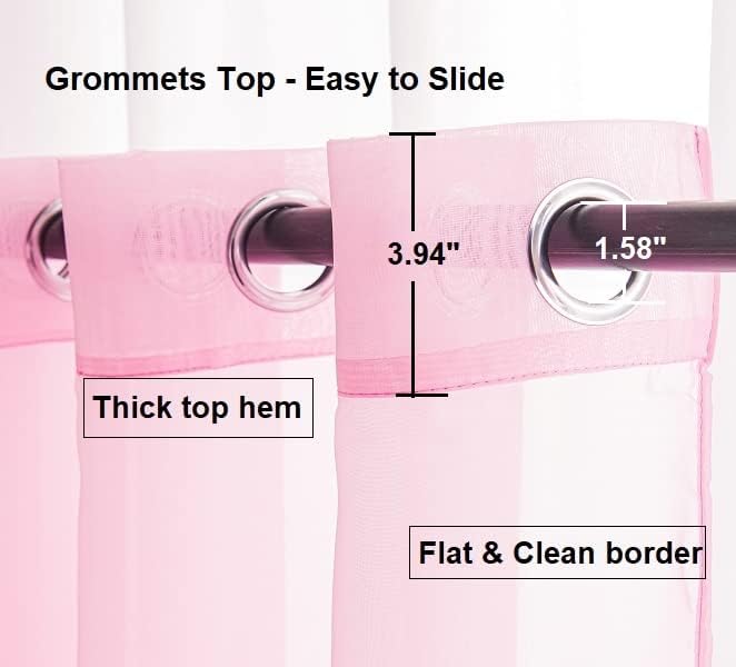 PI Pink Sheer Short Curtains 63 Inches Long - Image 6