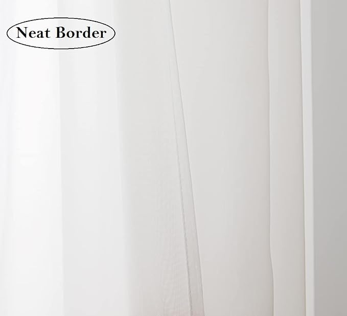 PI Sheer Curtains Panels Ring Top Airy Voile Window Draperies - Image 4