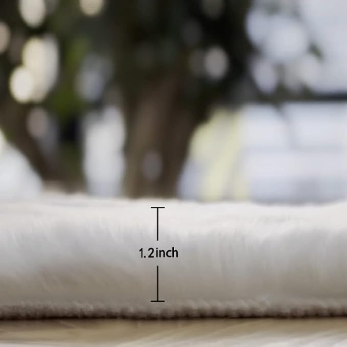 White Faux Bunny Fluffy Fur Rug Washable Area Rugs - Image 2