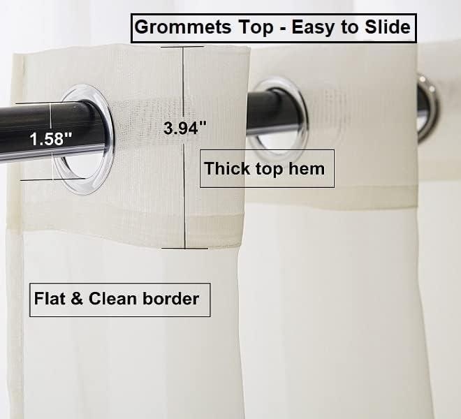PI Sheer Short Curtains Panels Grommet Top, Hazy Sheer Draperies - Image 6