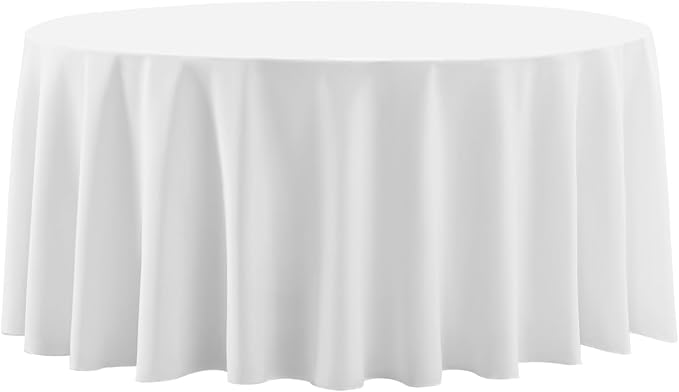 Round Tablecloth 120 Inch 1Pack White Tablecloths Washable Decorative Linen by AOCOZHomeLifeMuseum