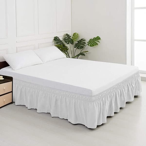MEILA Wrap Around Bed Skirt Three Fabric Sides Elastic Dust Ruffled 24 Inch - Image 2