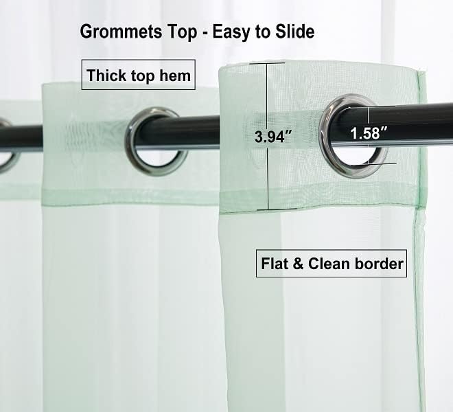 PI Mint Sheer Curtains with Eyelets, Light Voile Textured, Cool Window Backdrop - Image 6