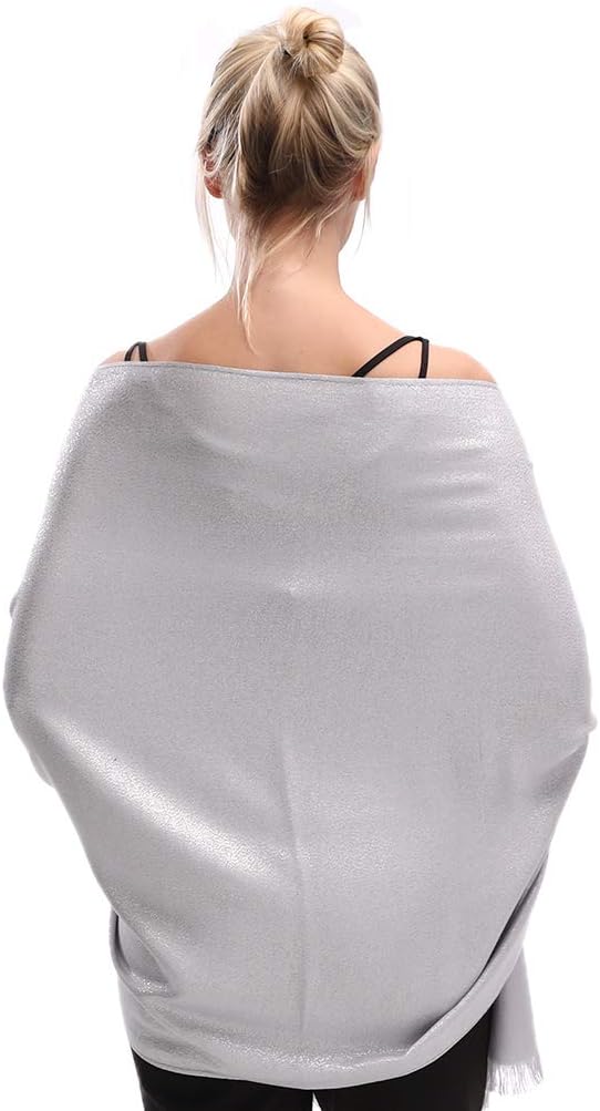 LMVERNA Women's Sparkling Metallic Soft Pashmina Shawls and Wraps Scarf in - Image 2