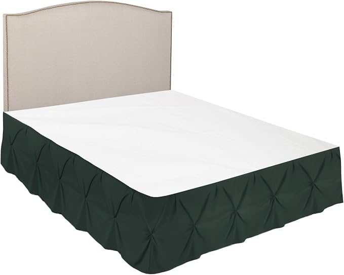 Nestl Forest Green Bed Skirt Cal King Size, Pinch Pleat Cal King Bed Skirt - Image 7