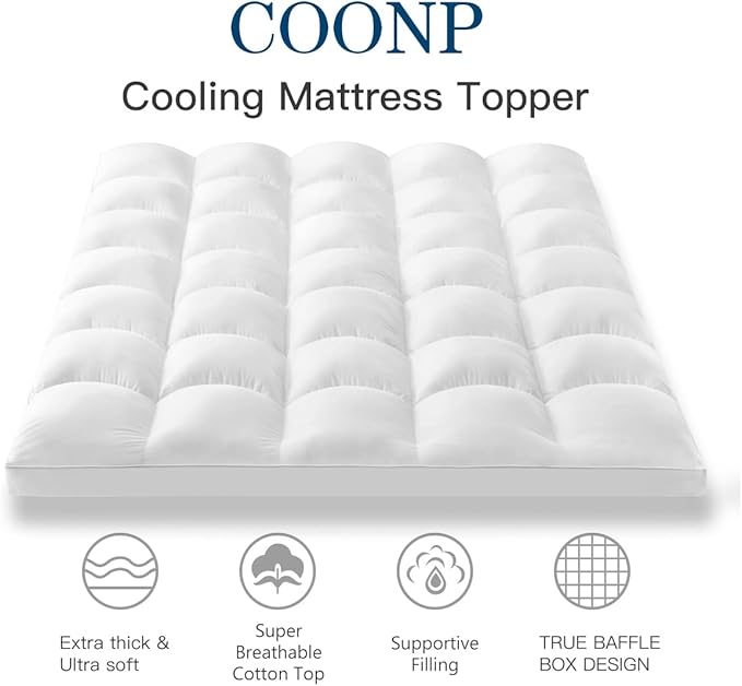 COONP Twin Mattress Topper, Extra Thick Pillowtop, Cooling Plush Mattress Pad - Image 2