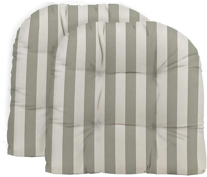 RSH DECOR: Tufted U-Shape Wicker Seat Cushions Set of 2 | 19” x 19” | by RSHDECOR