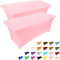 IVAPUPU 2 Pack 8FT Table Cloth for Rectangular Fitted Events Stretch Pink Table by IVAPUPU