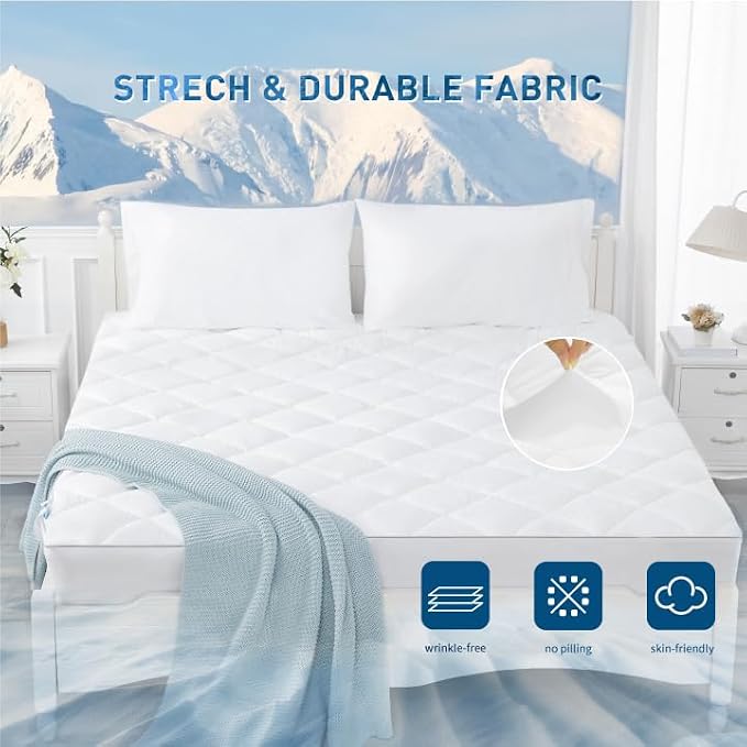 Sunflower Cooling Quilted Twin Mattress Protector, Mattress Pad Twin Chill Soft - Image 4