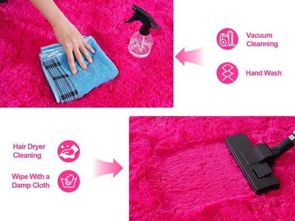 Extra Large 9x12 Feet Fuzzy Rug Hot Pink Fluffy Rug - Image 7