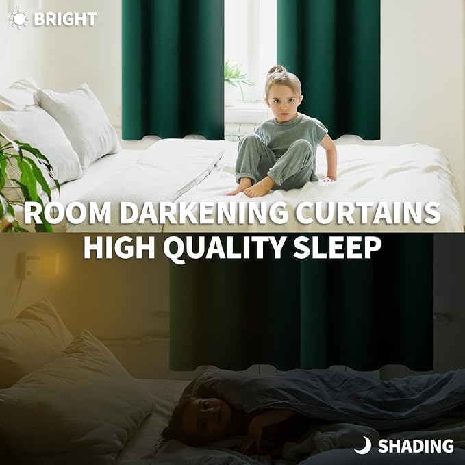BGment Emerald Green Blackout Kitchen Curtains 45 Inch Length - Image 2
