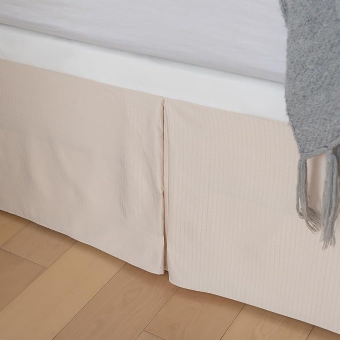 King Bed Skirt, Grid Plaid Soft Quadruple Pleated Ruffle Bed Skirt, Tailored - Image 5