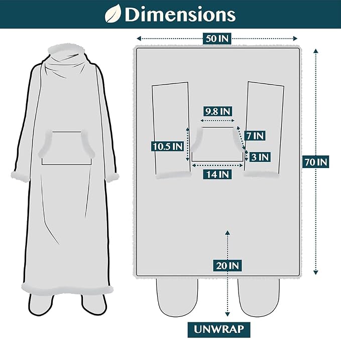 PAVILIA Sherpa Blanket with Sleeves, Foot Pocket - Image 6