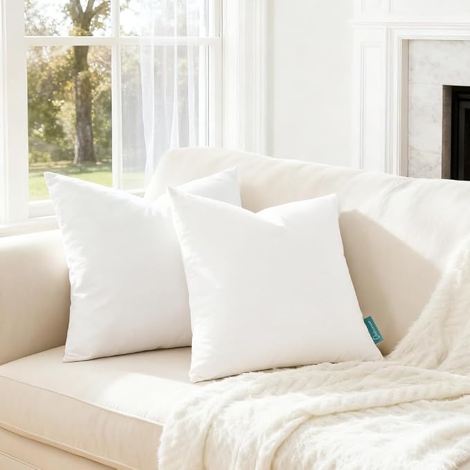 Oubonun 16x16 Feather Down Alternative Throw Pillow Inserts, 100% Cotton Cover - Image 5