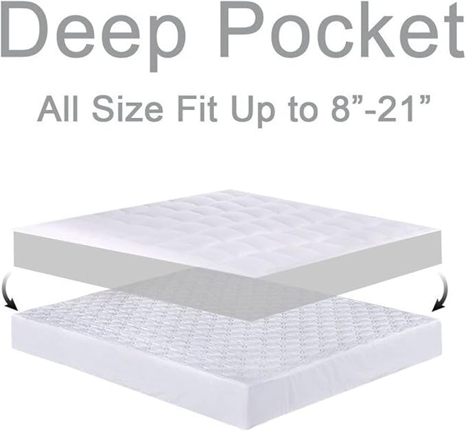 Mattress Topper Full XL for Back Pain, Extra Thick Mattress Pad Cover, Plush - Image 5