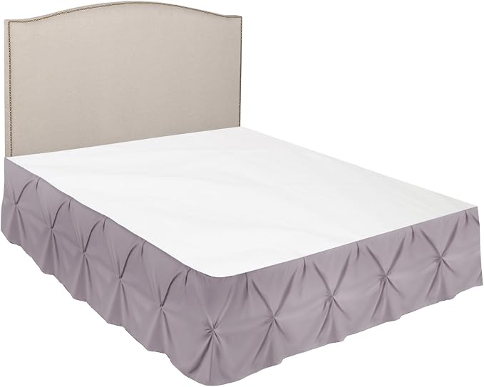 Nestl Dusty Purple Bed Skirt King Size, Pinch Pleat King Bed Skirt, Hotel - Image 7