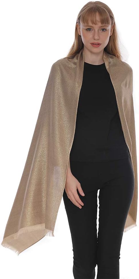 LMVERNA Women's Sparkling Metallic Soft Pashmina Shawls and Wraps Scarf in - Image 4