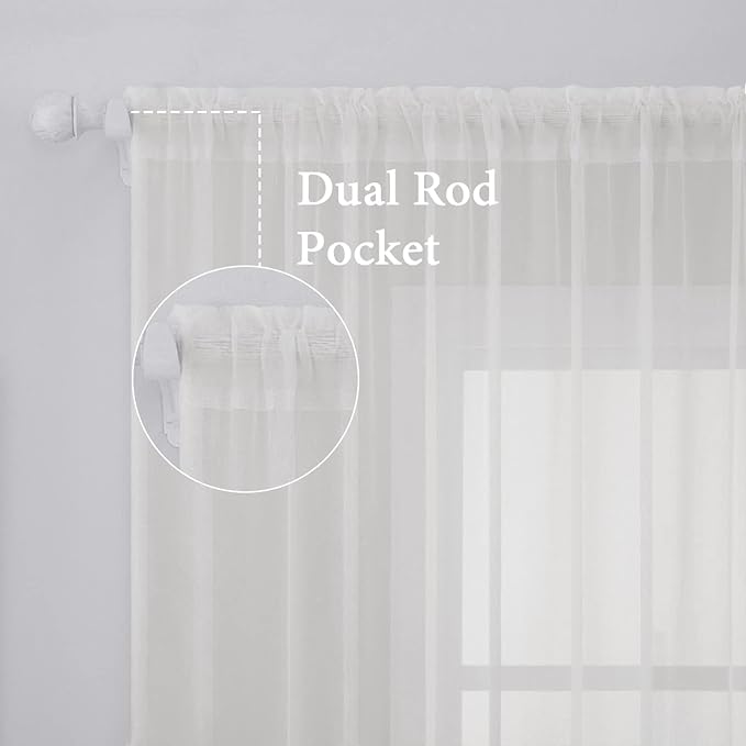 MIULEE Ivory Window Sheer Curtains - Image 2