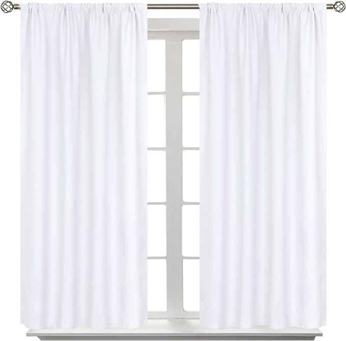 BGment Rod Pocket White Curtains 48 Inches Length by BGment
