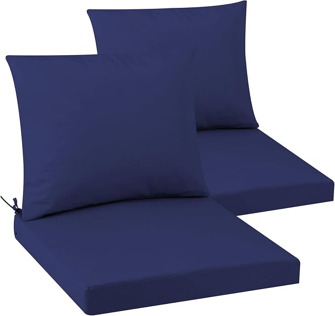 Outdoor Seat Cushion Set 24 x 24 In, Water-Resistant & Fade-Resistan, Patio by Unknown