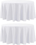 Round Tablecloth 2 Pack 108 Inch White Tablecloths Washable Decorative Linen by AOCOZHomeLifeMuseum