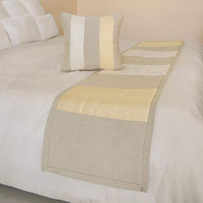 The HomeCentric King/Queen/Twin Beige Decorative Queen 74"x18" Bed Runner by TheHomeCentric
