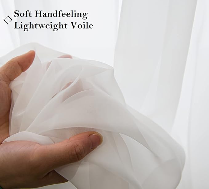 PI Small Sheer Curtains 63 Inch Length, Light Filtering Airy Voile Curtain - Image 3