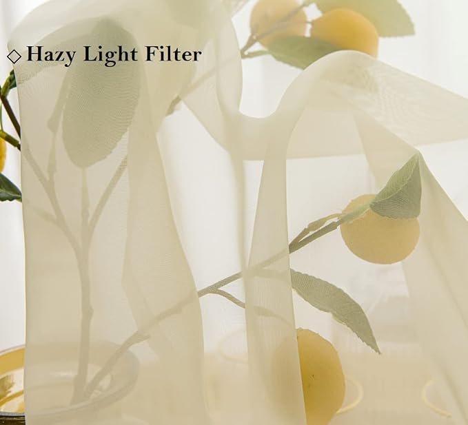 PI Sheer Short Curtains Panels Grommet Top, Hazy Sheer Draperies - Image 3