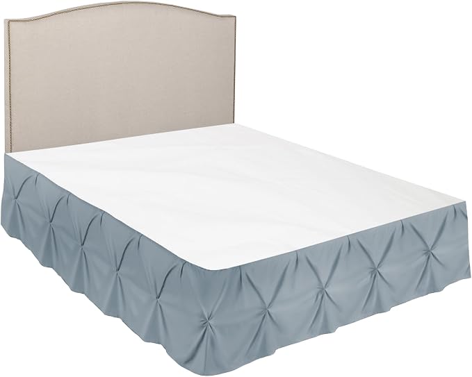 Nestl Stone Blue Bed Skirt Twin Size, Pinch Pleat Twin Bed Skirt, Hotel Quality - Image 7