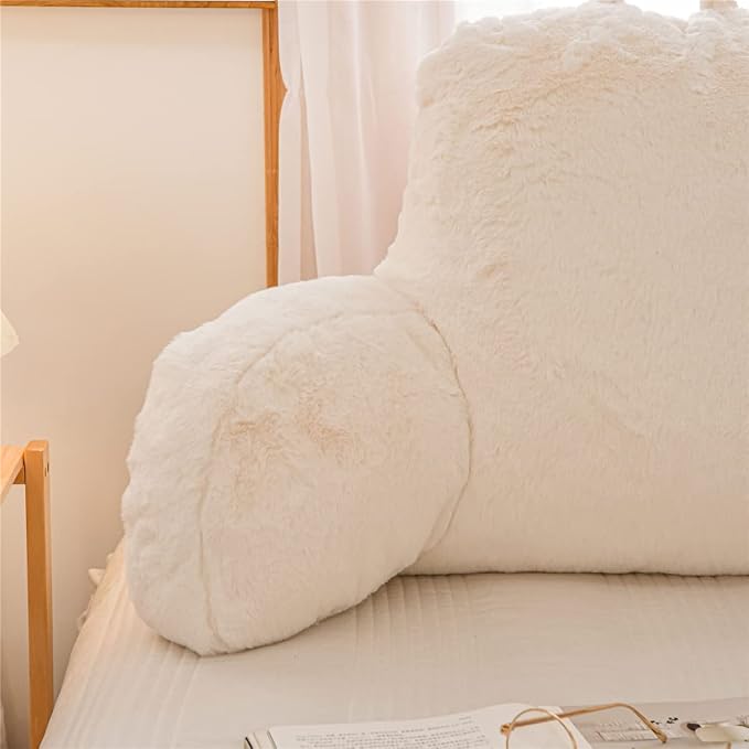 Holawakaka Standard Faux Fur Bed Rest Pillow - Image 3