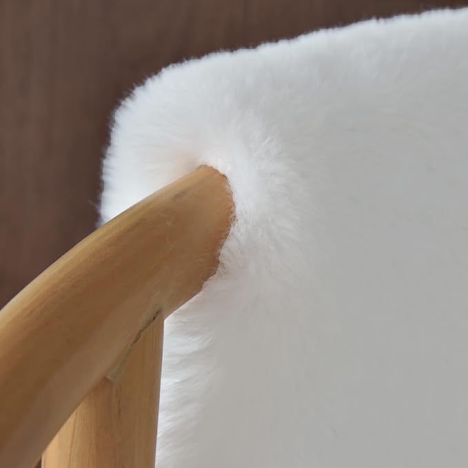 White Faux Rabbit Washable Fur Area Rugs Circle Rugs - Image 7