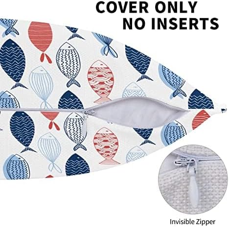 bassyil Fish Throw Pillow Covers Decorative Linen Pillow Cases Set of 2 Square - Image 3