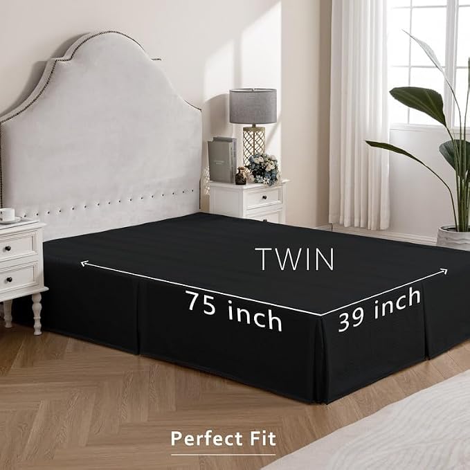 MIYE Pleated Waffle Weave Bed Skirt, Tailored Dust Ruffle 14 Inch Drop Easy Fit - Image 7