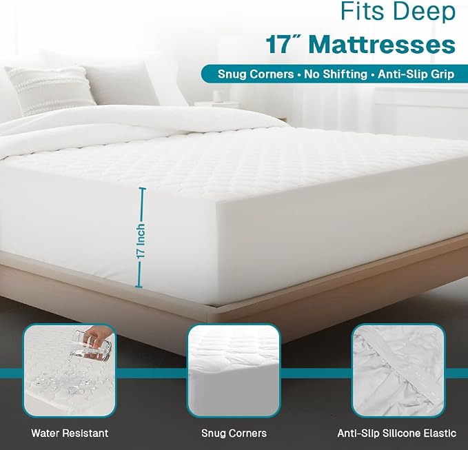 FABDREAMS Organic Quilted Mattress Protector Twin XL Size | Mattress Pad| - Image 6