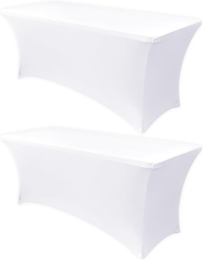 Obstal 8Ft Stretch White Spandex Table Cover by Obstal