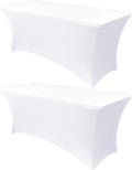 Obstal 8Ft Stretch White Spandex Table Cover by Obstal