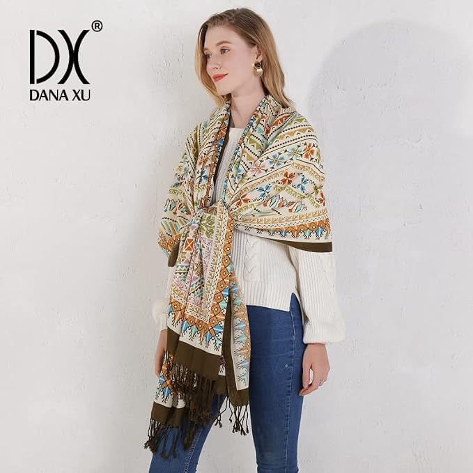 DANA XU 100% Merino Wool Pashmina Shawl - Image 9