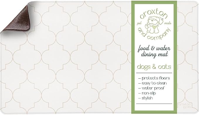 CROXTON & CO. Non-Slip Faux Leather Pet Feeding Mat by CroxtonandCompany