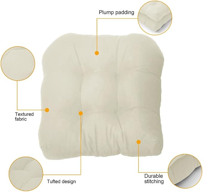 Srutirbo Pack of 2 Outdoor Indoor Tufted Seat Cushions, 18.9" x 18.9" U-Shape - Image 3