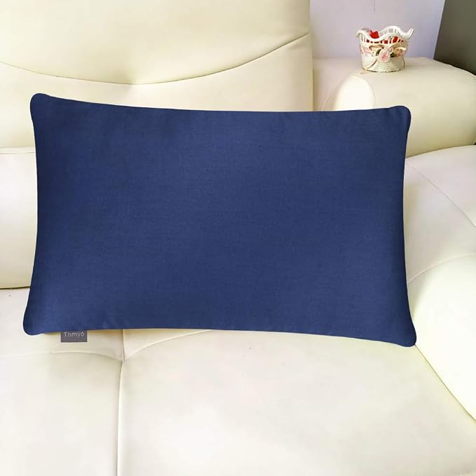 Thmyo 4-Pack 100% Cotton Lumbar Comfortable Solid Decorative Throw Pillow Case - Image 3