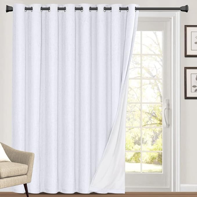 PrinceDeco 100% Blackout Curtains Linen Drapes 108 Inches Long Room Divider by PrinceDeco