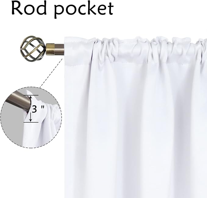 BGment Pure White Curtains 40 Inches Length - Image 3