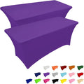 IVAPUPU 2 Pack 8FT Table Cloth for Rectangular Fitted Events Stretch Purple by IVAPUPU