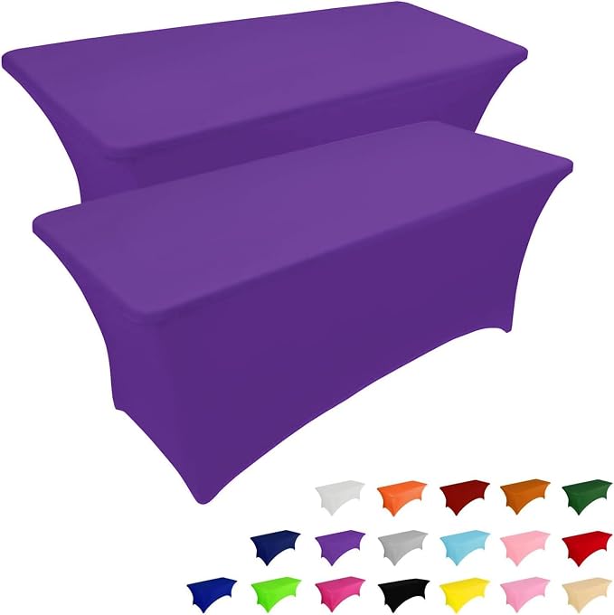 IVAPUPU 4FT Table Cloth for Rectangular Fitted Events Stretch Purple Table - Image 5